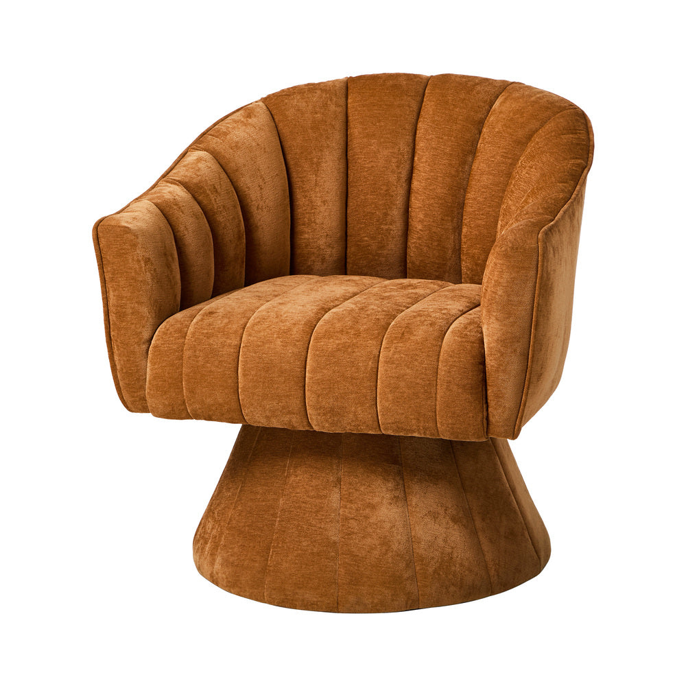 Swivel Armchair Linen Fabric Lounge Chair Accent Chair Orange