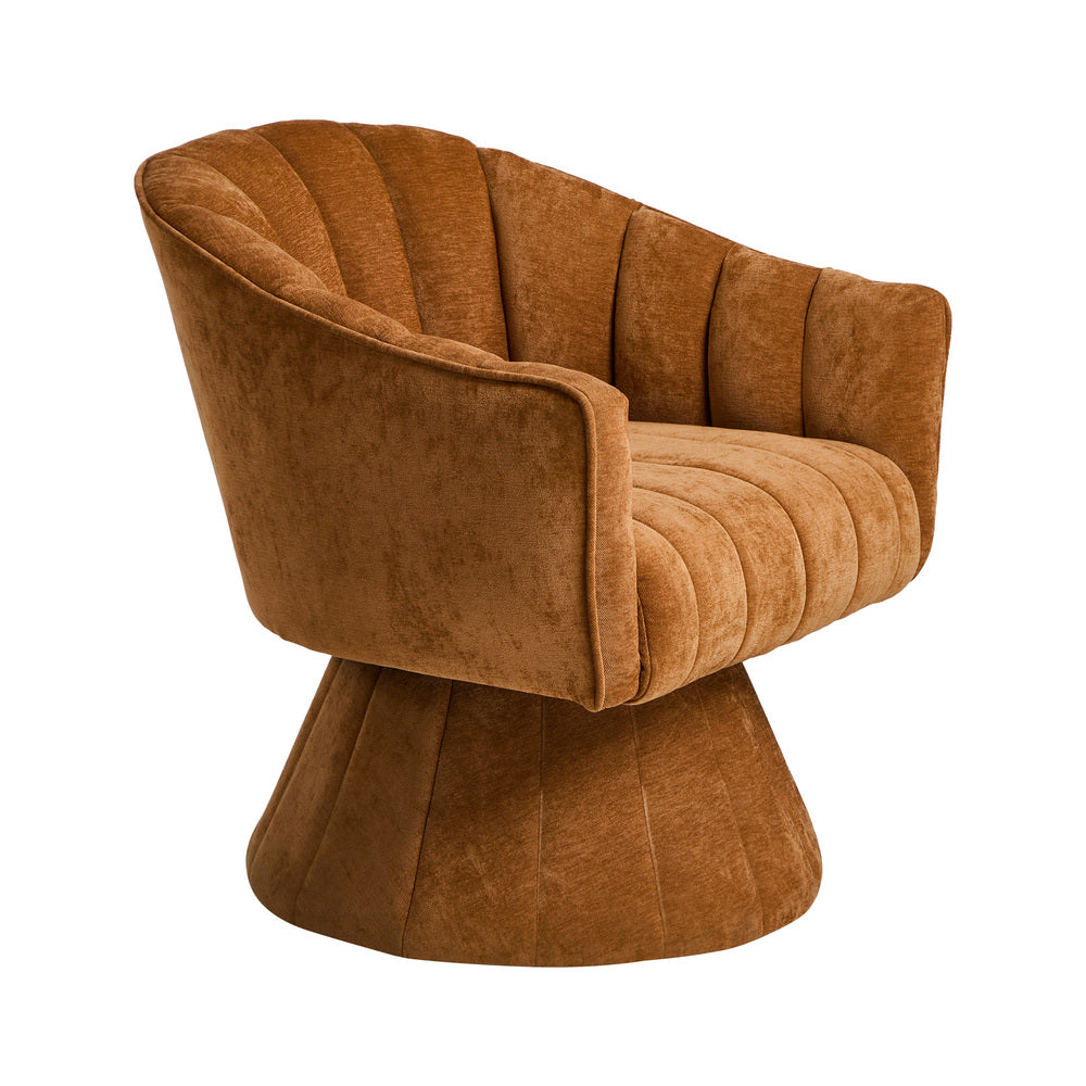 Swivel Armchair Linen Fabric Lounge Chair Accent Chair Orange