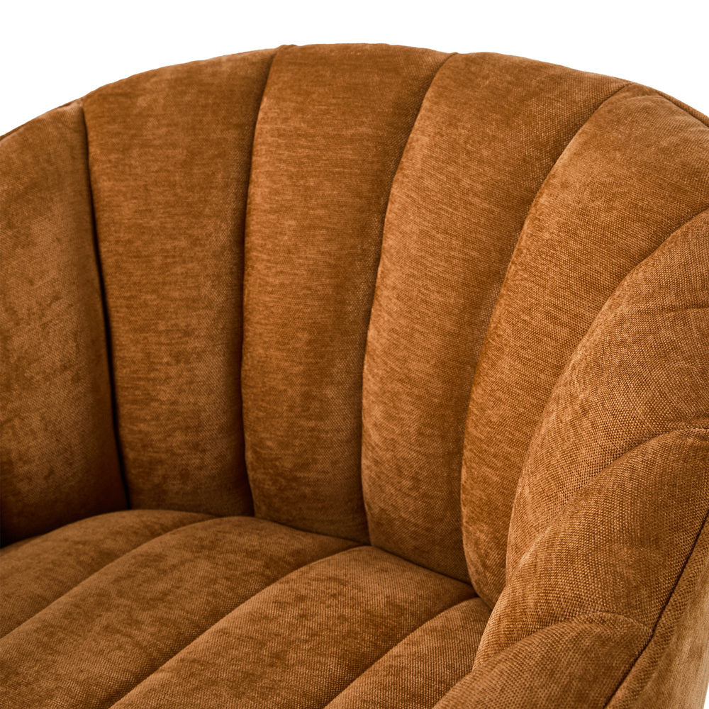 Swivel Armchair, Linen Fabric Lounge Chair, Accent Chair, Orange Colour