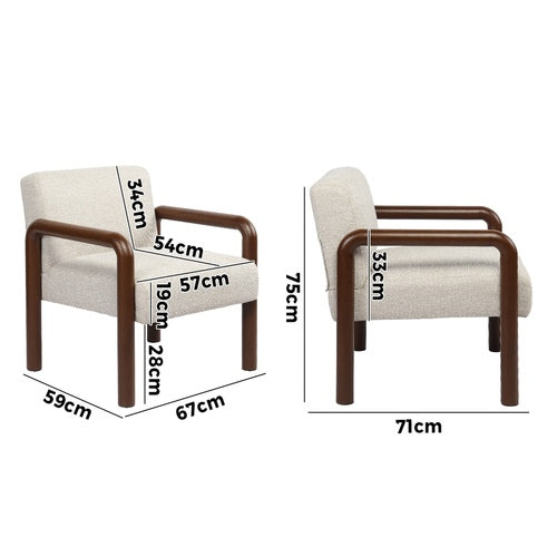 2x Armchair Accent Fabric Chair Lounge Sofa Walunt