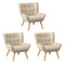 3x Armchair Sofa Lounge Fabric Upholstered Tub Beige