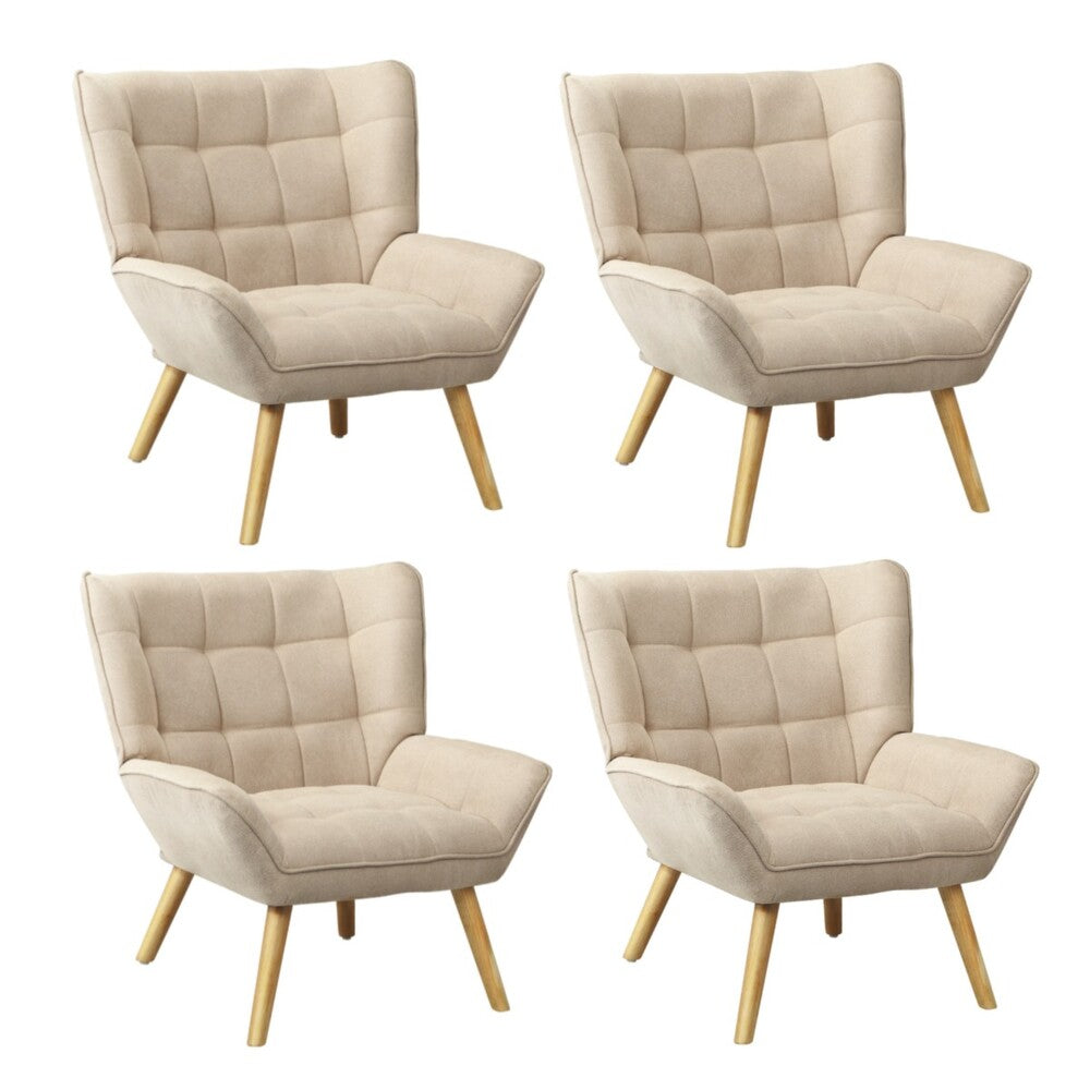 4x Armchair Sofa Lounge Fabric Upholstered Tub Beige