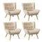 4x Armchair Sofa Lounge Fabric Upholstered Tub Beige