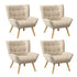 4x Armchair Sofa Lounge Fabric Upholstered Tub Beige