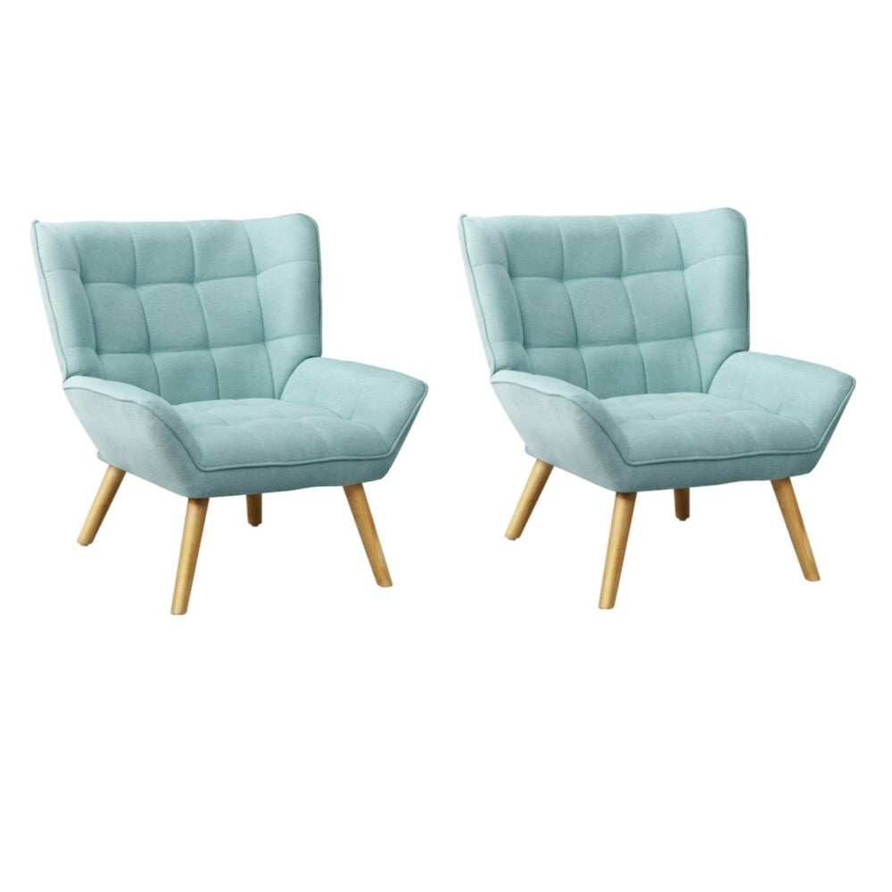 2x Armchair Sofa Lounge Fabric Upholstered Tub Blue