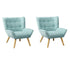 2x Armchair Sofa Lounge Fabric Upholstered Tub Blue