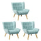 3x Armchair Sofa Lounge Fabric Upholstered Tub Blue