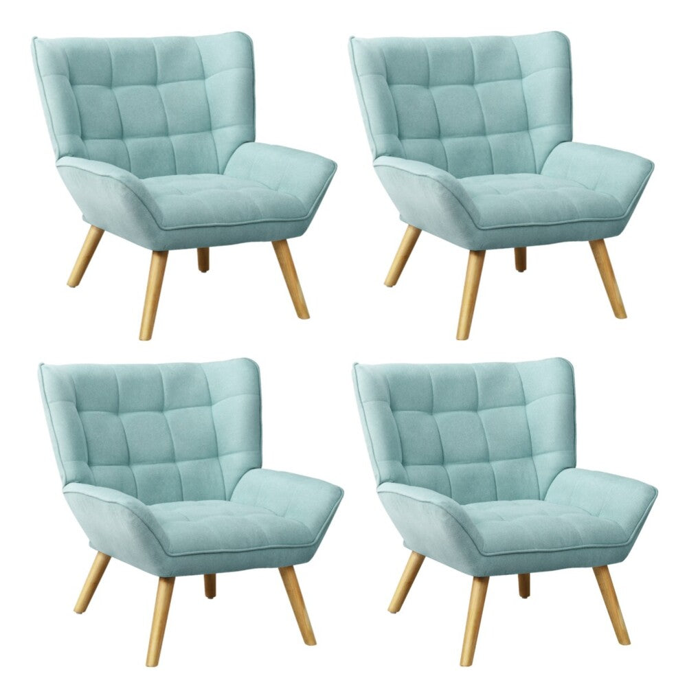 4x Armchair Sofa Lounge Fabric Upholstered Tub Blue