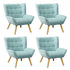 4x Armchair Sofa Lounge Fabric Upholstered Tub Blue