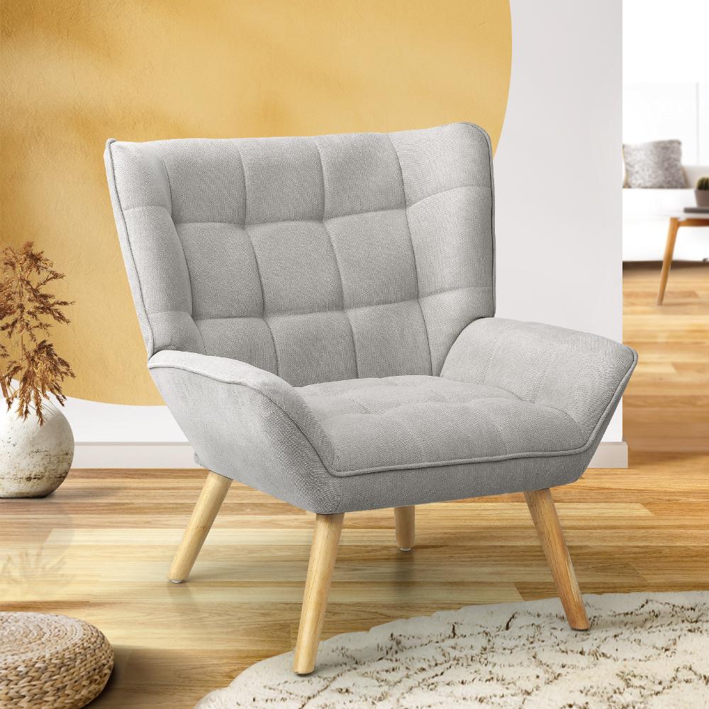 Armchair Fabric Upholstered Tub Chair Grey
