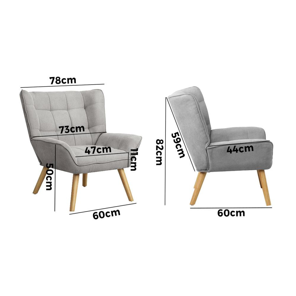 Armchair Fabric Upholstered Tub Chair Grey