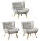 3x Armchair Sofa Lounge Fabric Upholstered Tub Grey
