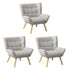 3x Armchair Sofa Lounge Fabric Upholstered Tub Grey