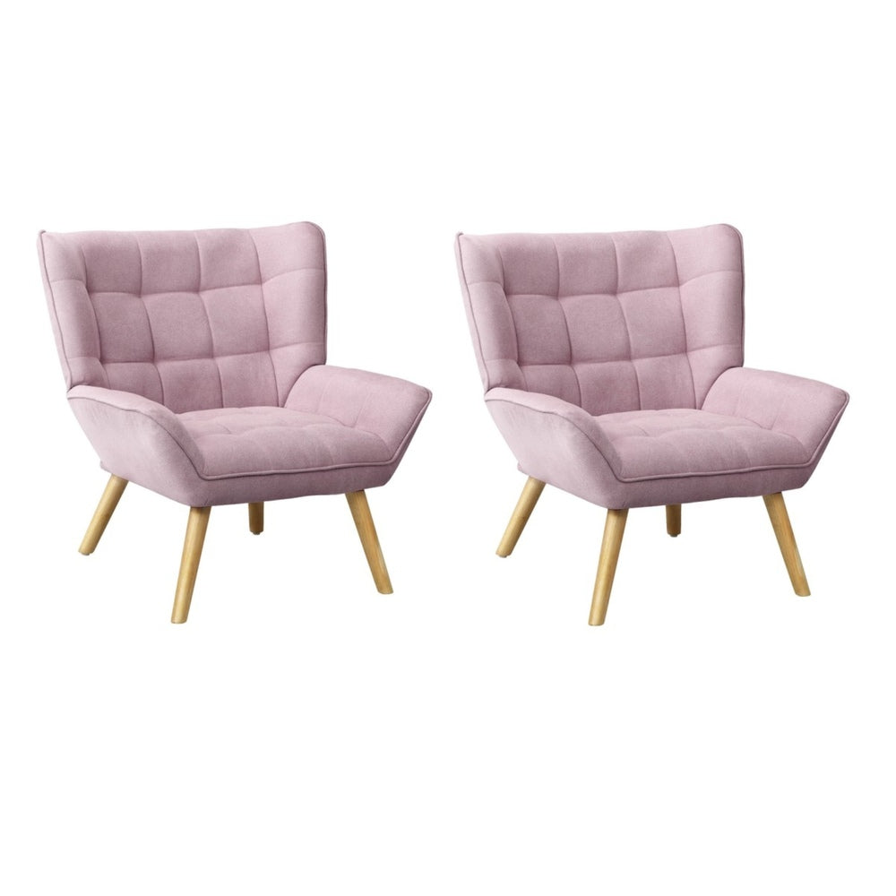 2x Armchair Sofa Lounge Fabric Upholstered Tub Pink