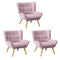 3x Armchair Sofa Lounge Fabric Upholstered Tub Pink