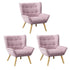 3x Armchair Sofa Lounge Fabric Upholstered Tub Pink