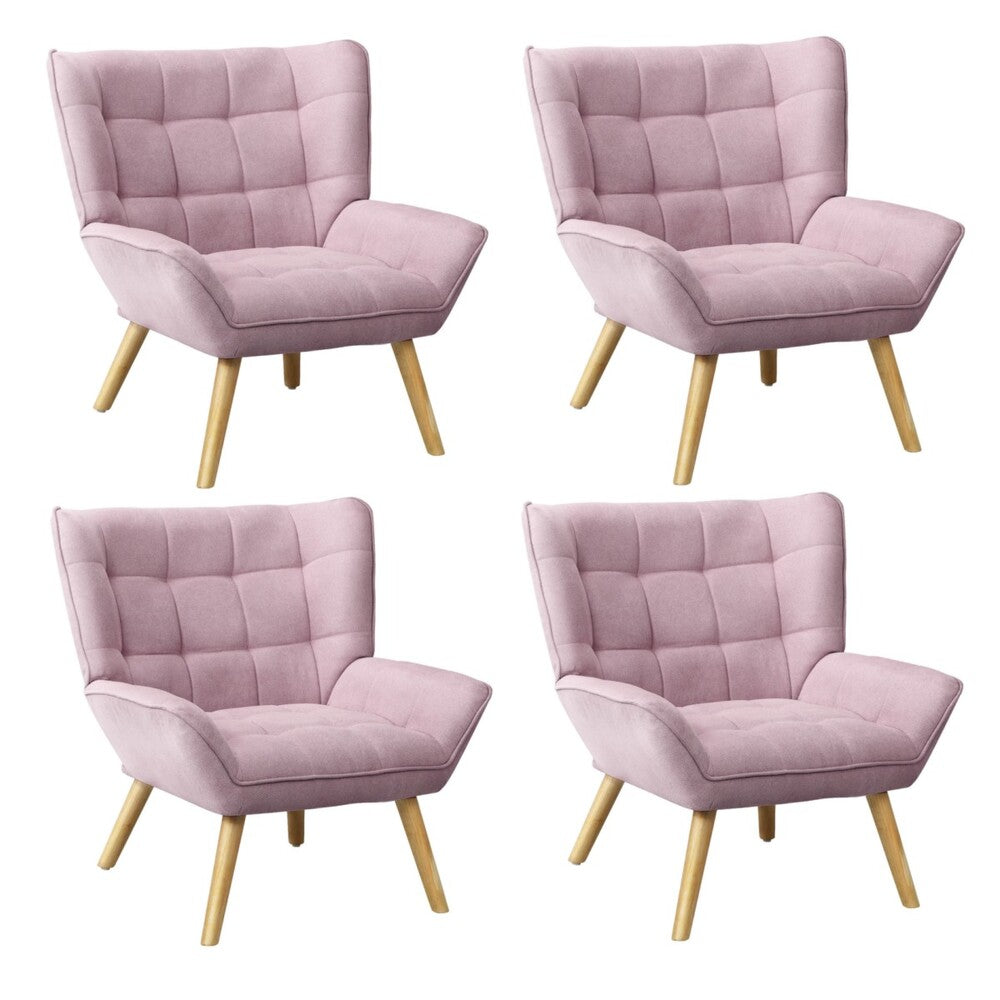 4x Armchair Sofa Lounge Fabric Upholstered Tub Pink