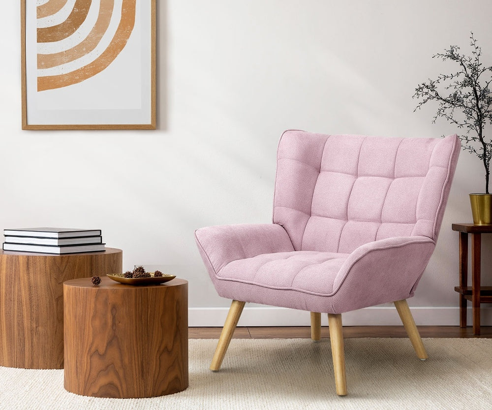 4x Armchair Sofa Lounge Fabric Upholstered Tub Pink