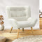 Oikiture Sherpa Armchair Upholstered Lounge Accent Chair White