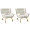 2x Armchair Sofa Lounge Sherpa Upholstered Tub White