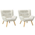 2x Armchair Sofa Lounge Sherpa Upholstered Tub White