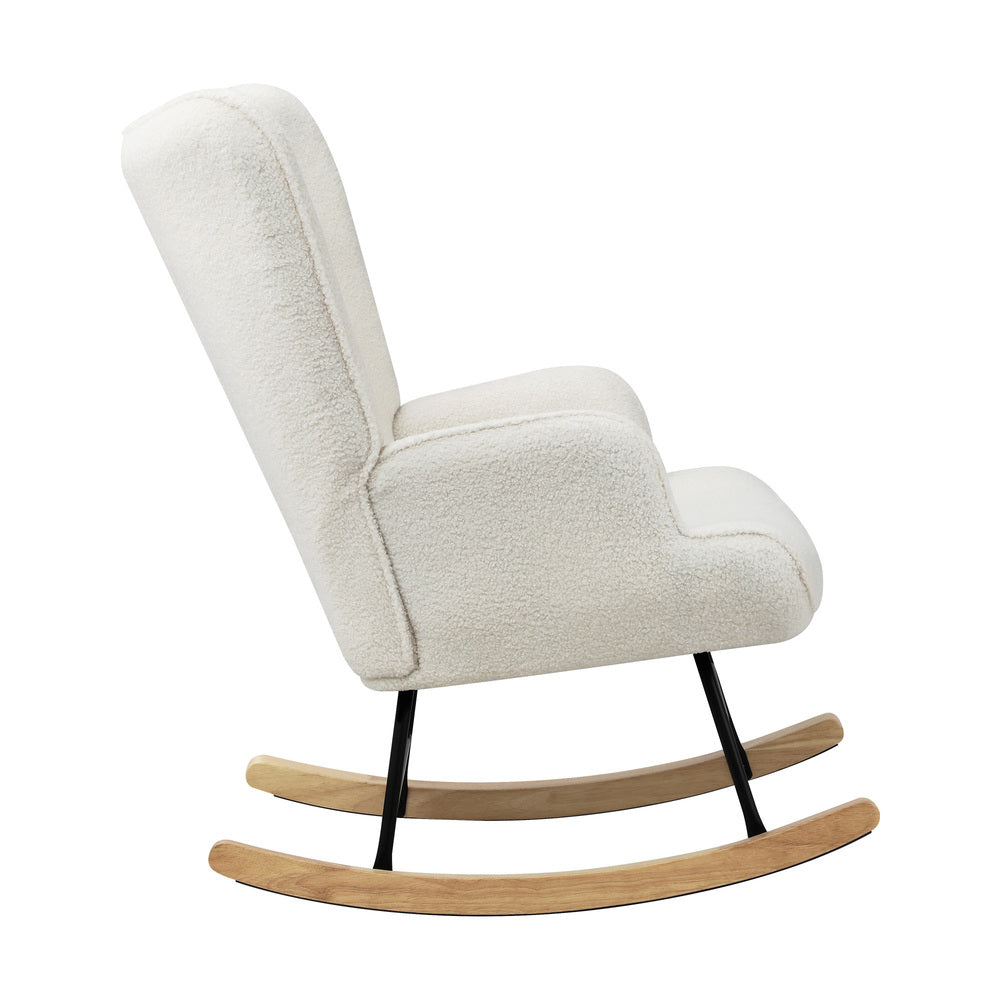 Oikiture Rocking Chair Nursing Armchair Sherpa White