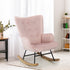 Rocking Chair Nursing Armchair Velvet Accent Upholstered Pink