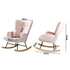 Rocking Chair Nursing Armchair Velvet Accent Upholstered Pink