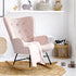 Rocking Chair Nursing Armchair Velvet Accent Upholstered Pink
