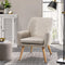 Oikiture Linen Fabric Armchair Beige Tufted Accent Lounge Chair