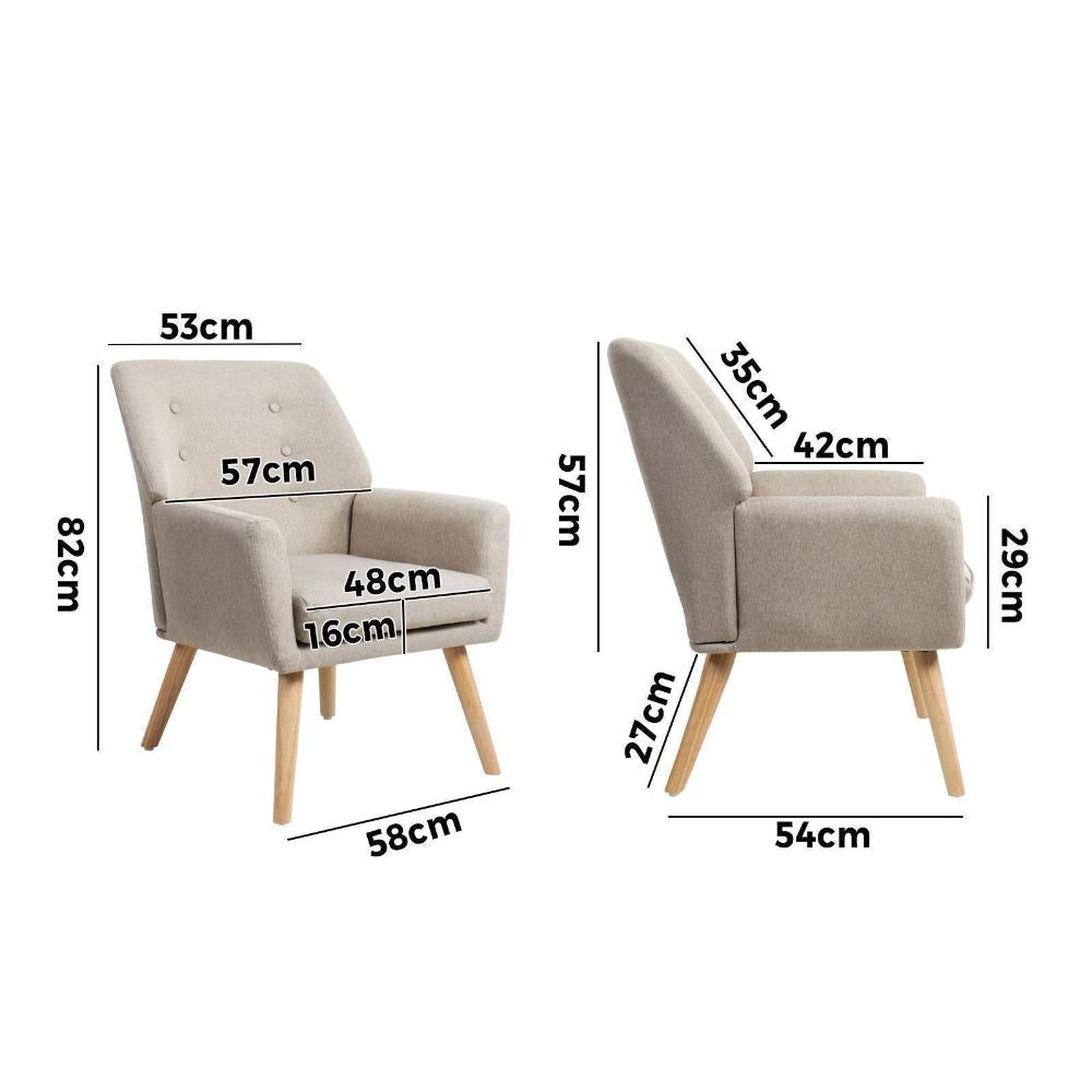 Armchair Linen Fabric Beige