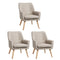 3x Armchair Lounge Chair Linen Tub Chairs Sofa Beige