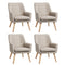 4x Armchair Lounge Chair Linen Tub Chairs Sofa Beige