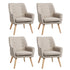 4x Armchair Lounge Chair Linen Tub Chairs Sofa Beige