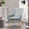 Oikiture Linen Fabric Armchair Grey Tufted Accent Lounge Chair