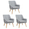 3x Armchair Lounge Chair Linen Tub Chairs Sofa Grey