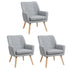 3x Armchair Lounge Chair Linen Tub Chairs Sofa Grey