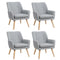 4x Armchair Lounge Chair Linen Tub Chairs Sofa Grey