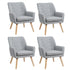 4x Armchair Lounge Chair Linen Tub Chairs Sofa Grey