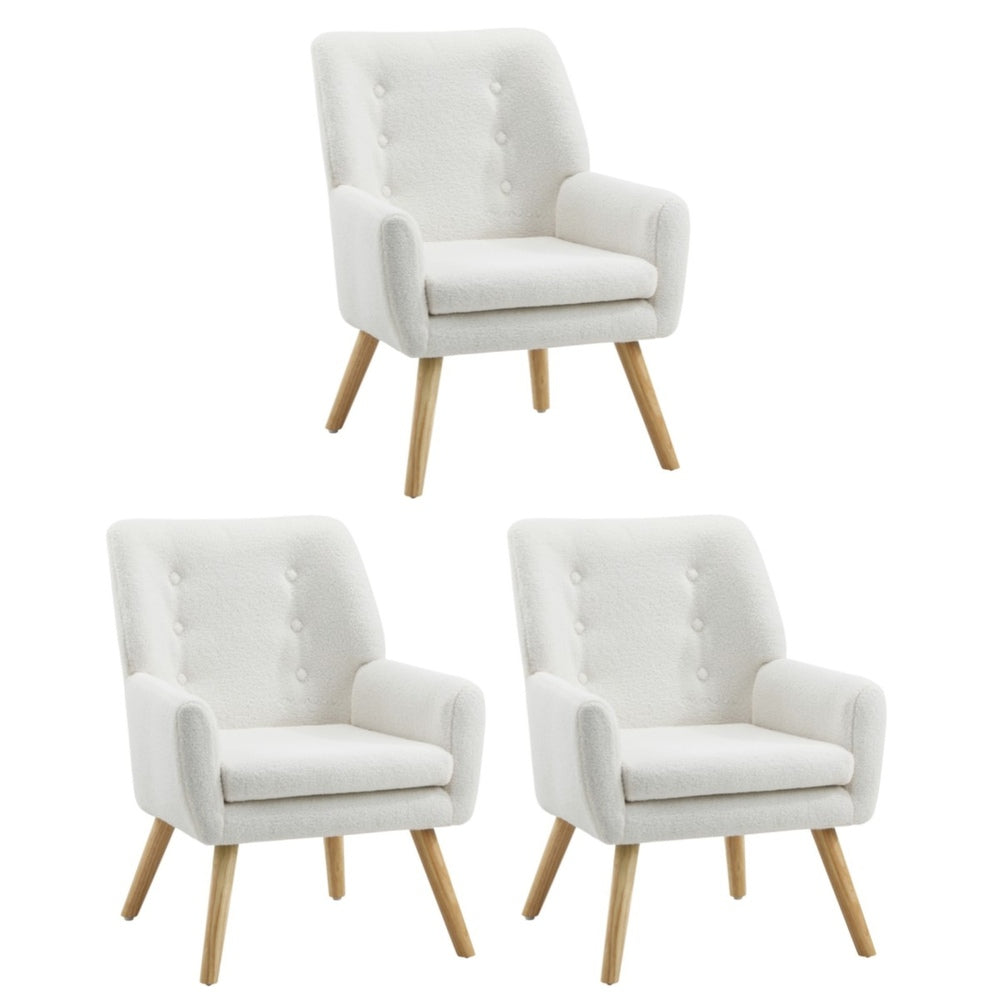 3x Armchair Lounge Chair Sherpa Tub Chairs Sofa White