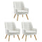 3x Armchair Lounge Chair Sherpa Tub Chairs Sofa White