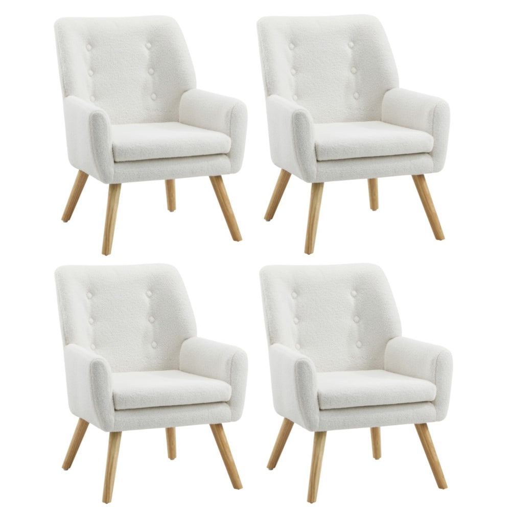 4x Armchair Lounge Chair Sherpa Tub Chairs Sofa White