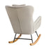 3x Rocking Chair Nursing Armchair Linen 2 Pillow Beige