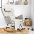 4x Rocking Chair Nursing Armchair Linen 2 Pillow Beige