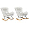 2x Rocking Chair Nursing Armchair Sherpa 2 Pillow White