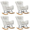 Oikiture 4x Rocking Chair Nursing Armchair Sherpa 2 Pillow White