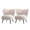 2x Armchair Lounge Chair Lumbar Pillow Wingback Velvet Beige