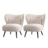2x Armchair Lounge Chair Lumbar Pillow Wingback Velvet Beige