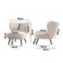 2x Armchair Lounge Chair Lumbar Pillow Wingback Velvet Beige