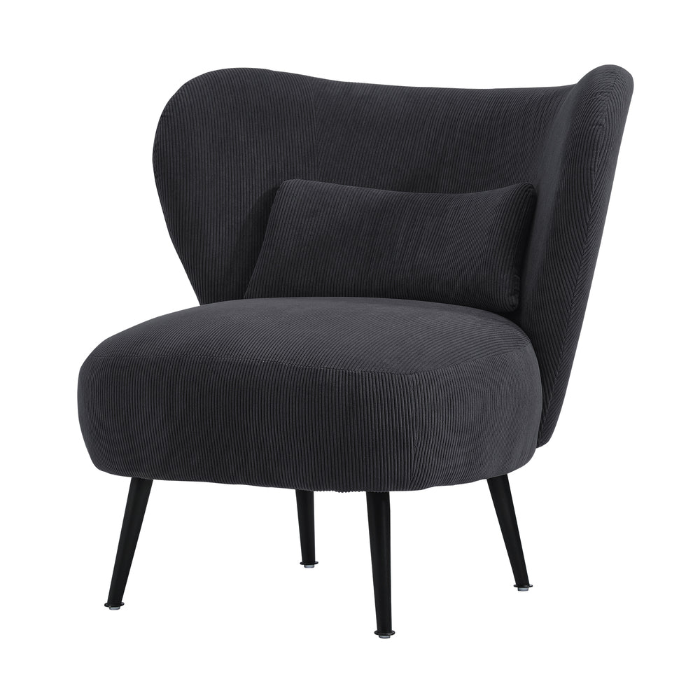 Lounge Chair with Lumbar Pillow Wingback Velvet Charcoal